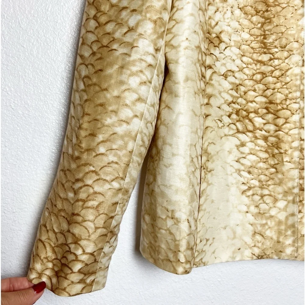 Lafayette 148 Snake Print Silk/Linen Jacket Open Front Size 8